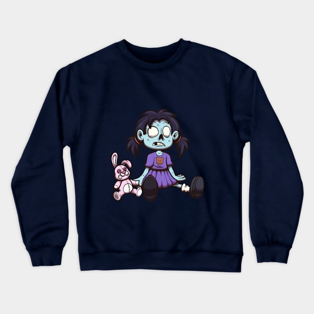 Little Zombie Girl Crewneck Sweatshirt by TheMaskedTooner